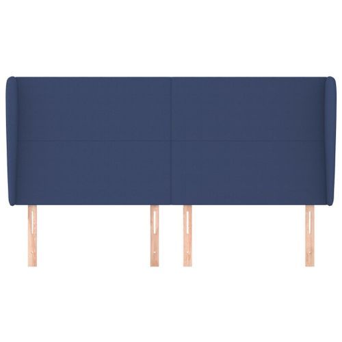 Tête de lit avec oreilles Bleu 163x23x118/128 cm Tissu - Photo n°3; ?>