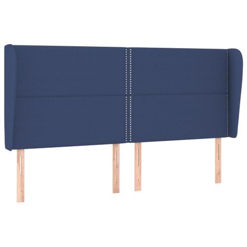 Tête de lit avec oreilles Bleu 163x23x118/128 cm Tissu - Photo n°2; ?>