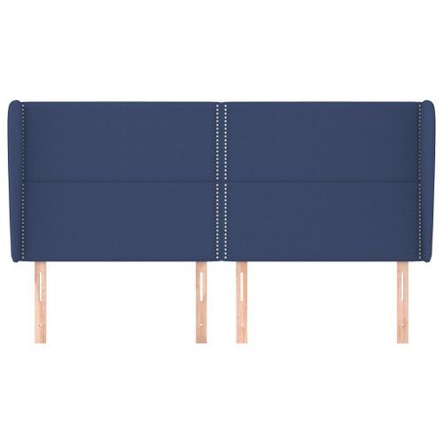 Tête de lit avec oreilles Bleu 163x23x118/128 cm Tissu - Photo n°3; ?>