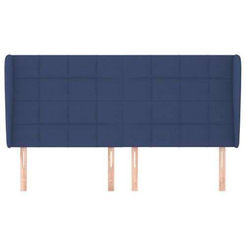 Tête de lit avec oreilles Bleu 163x23x118/128 cm Tissu - Photo n°3; ?>