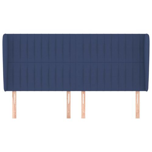 Tête de lit avec oreilles Bleu 163x23x118/128 cm Tissu - Photo n°3; ?>