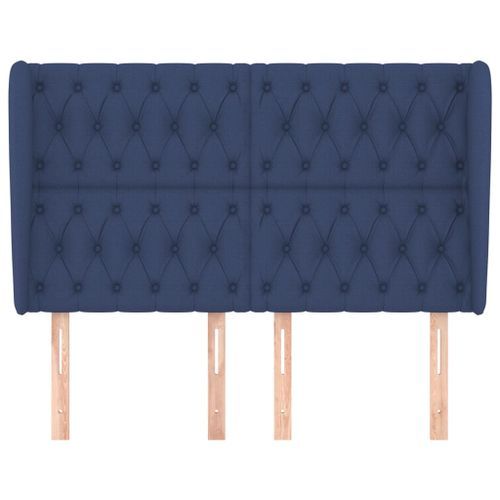 Tête de lit avec oreilles Bleu 163x23x118/128 cm Tissu - Photo n°3; ?>