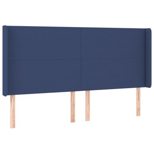 Tête de lit avec oreilles Bleu 183x16x118/128 cm Tissu - Photo n°2; ?>