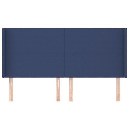 Tête de lit avec oreilles Bleu 183x16x118/128 cm Tissu - Photo n°3; ?>