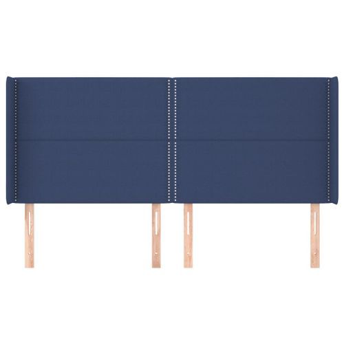 Tête de lit avec oreilles Bleu 183x16x118/128 cm Tissu - Photo n°3; ?>