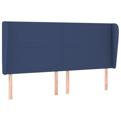 Tête de lit avec oreilles Bleu 183x23x118/128 cm Tissu - Photo n°2; ?>