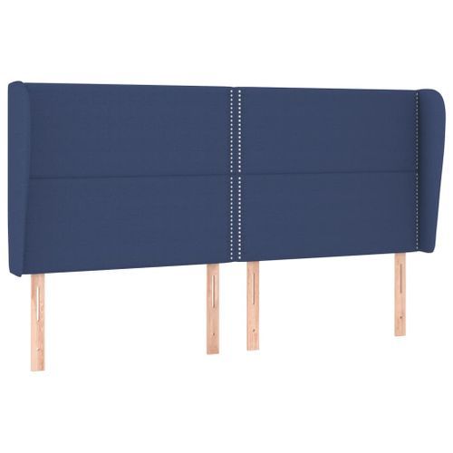 Tête de lit avec oreilles Bleu 183x23x118/128 cm Tissu - Photo n°2; ?>