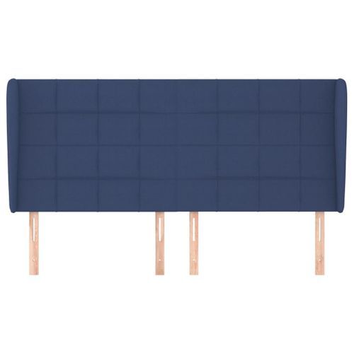 Tête de lit avec oreilles Bleu 183x23x118/128 cm Tissu - Photo n°3; ?>