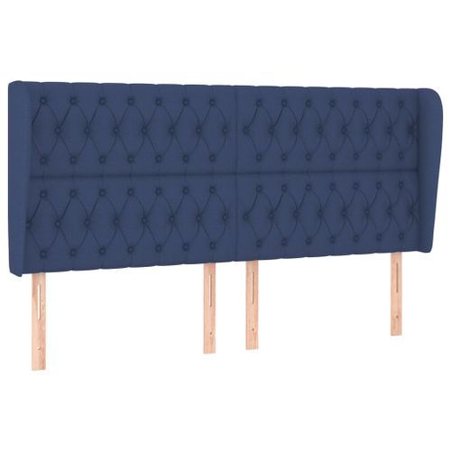 Tête de lit avec oreilles Bleu 183x23x118/128 cm Tissu - Photo n°2; ?>