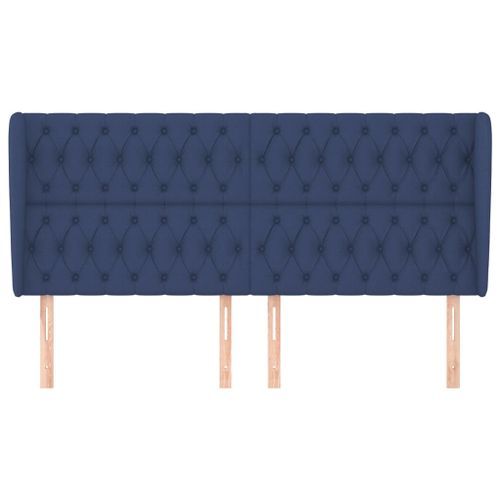 Tête de lit avec oreilles Bleu 183x23x118/128 cm Tissu - Photo n°3; ?>