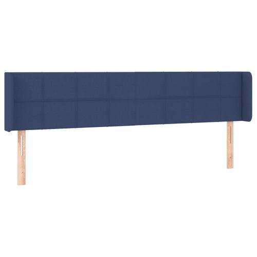 Tête de lit avec oreilles Bleu 203x16x78/88 cm Tissu - Photo n°2; ?>