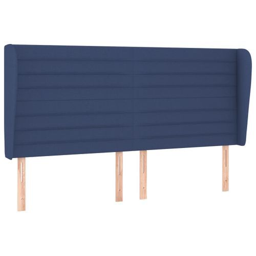 Tête de lit avec oreilles Bleu 203x23x118/128 cm Tissu - Photo n°2; ?>