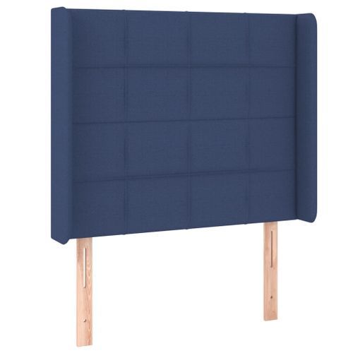 Tête de lit avec oreilles Bleu 83x16x118/128 cm Tissu - Photo n°2; ?>