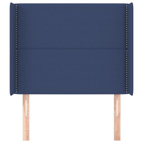 Tête de lit avec oreilles Bleu 93x16x118/128 cm Tissu - Photo n°3; ?>