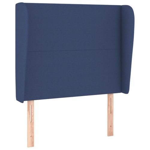 Tête de lit avec oreilles Bleu 93x23x118/128 cm Tissu - Photo n°2; ?>