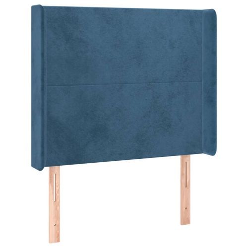 Tête de lit avec oreilles Bleu foncé 103x16x118/128 cm Velours - Photo n°2; ?>