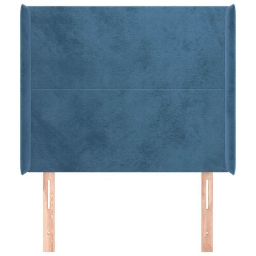 Tête de lit avec oreilles Bleu foncé 103x16x118/128 cm Velours - Photo n°3; ?>