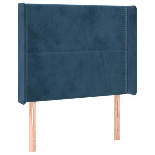 Tête de lit avec oreilles Bleu foncé 103x16x118/128 cm Velours - Photo n°2; ?>