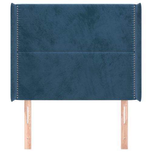 Tête de lit avec oreilles Bleu foncé 103x16x118/128 cm Velours - Photo n°3; ?>