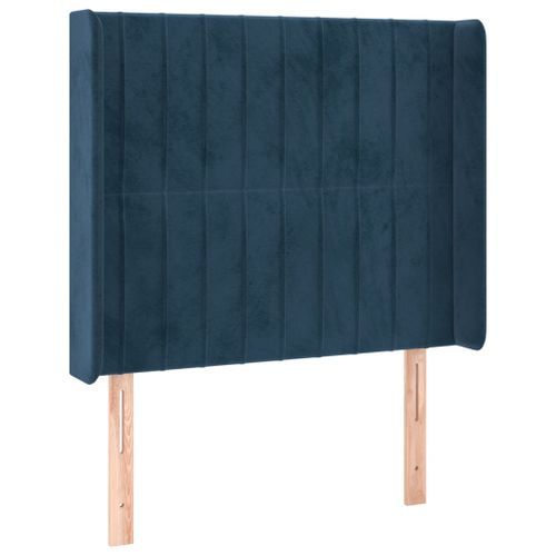 Tête de lit avec oreilles Bleu foncé 103x16x118/128 cm Velours - Photo n°2; ?>