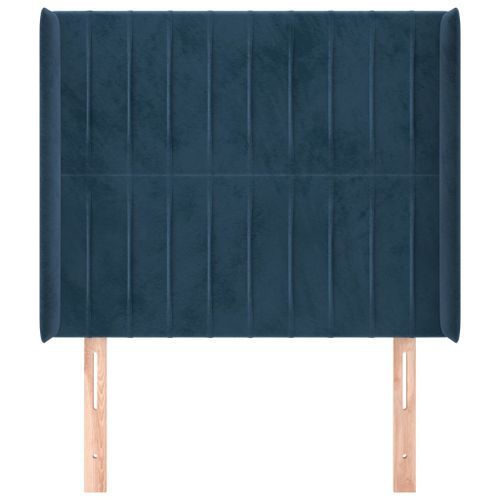 Tête de lit avec oreilles Bleu foncé 103x16x118/128 cm Velours - Photo n°3; ?>