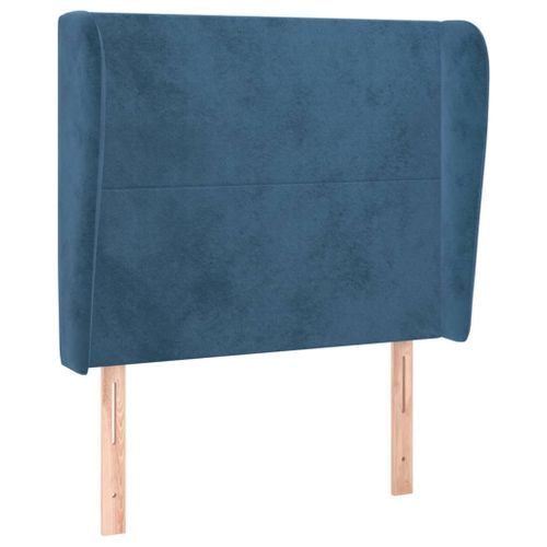 Tête de lit avec oreilles Bleu foncé 103x23x118/128 cm Velours - Photo n°2; ?>