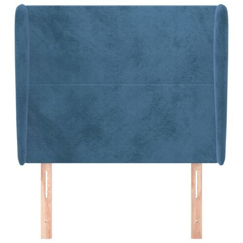 Tête de lit avec oreilles Bleu foncé 103x23x118/128 cm Velours - Photo n°3; ?>