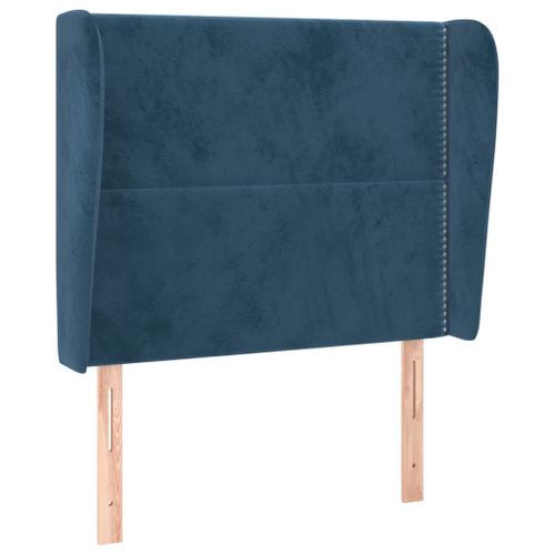 Tête de lit avec oreilles Bleu foncé 103x23x118/128 cm Velours - Photo n°2; ?>