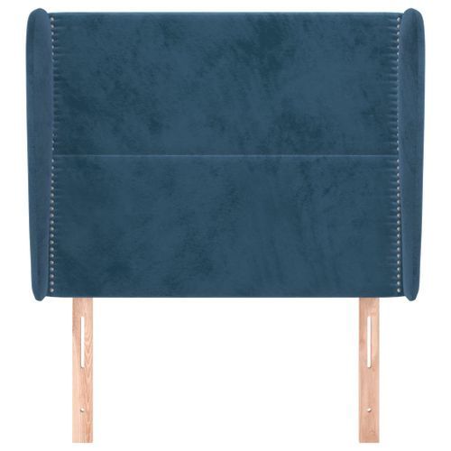 Tête de lit avec oreilles Bleu foncé 103x23x118/128 cm Velours - Photo n°3; ?>