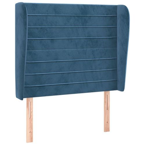 Tête de lit avec oreilles Bleu foncé 103x23x118/128 cm Velours - Photo n°2; ?>