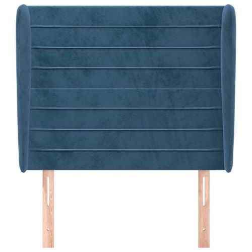 Tête de lit avec oreilles Bleu foncé 103x23x118/128 cm Velours - Photo n°3; ?>