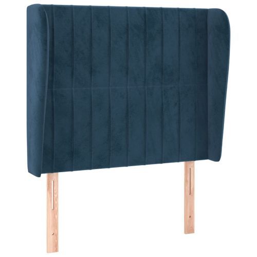 Tête de lit avec oreilles Bleu foncé 103x23x118/128 cm Velours - Photo n°2; ?>