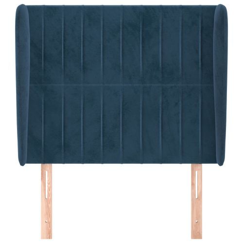 Tête de lit avec oreilles Bleu foncé 103x23x118/128 cm Velours - Photo n°3; ?>