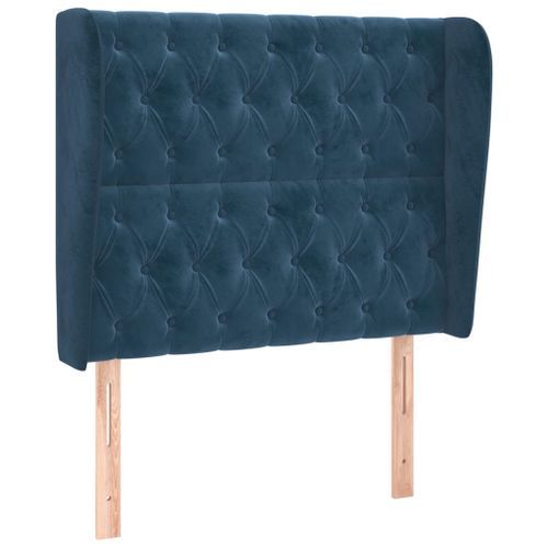 Tête de lit avec oreilles Bleu foncé 103x23x118/128 cm Velours - Photo n°2; ?>