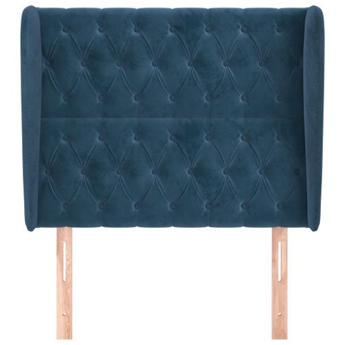 Tête de lit avec oreilles Bleu foncé 103x23x118/128 cm Velours - Photo n°3; ?>