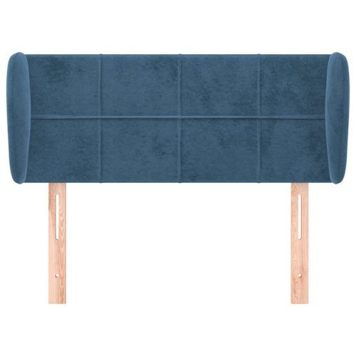 Tête de lit avec oreilles Bleu foncé 103x23x78/88 cm Velours - Photo n°3; ?>