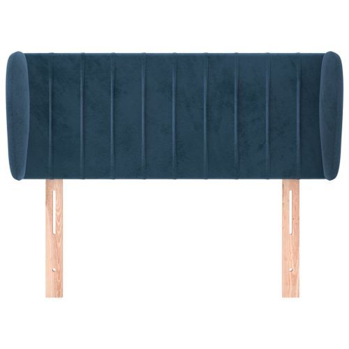 Tête de lit avec oreilles Bleu foncé 103x23x78/88 cm Velours - Photo n°3; ?>