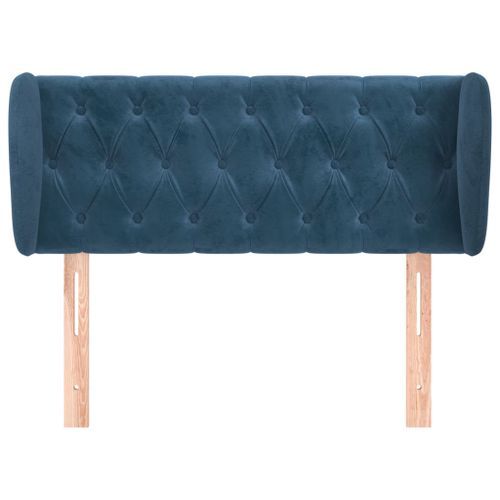 Tête de lit avec oreilles Bleu foncé 103x23x78/88 cm Velours - Photo n°3; ?>