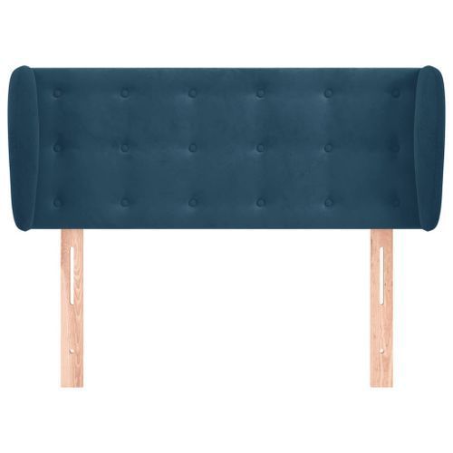 Tête de lit avec oreilles Bleu foncé 103x23x78/88 cm Velours - Photo n°3; ?>