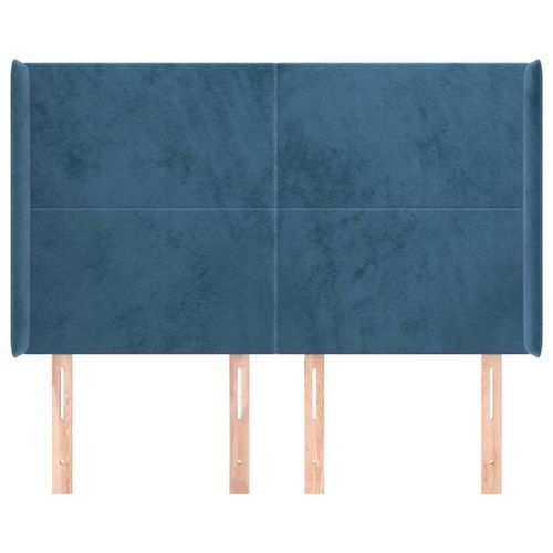 Tête de lit avec oreilles Bleu foncé 147x16x118/128 cm Velours - Photo n°3; ?>