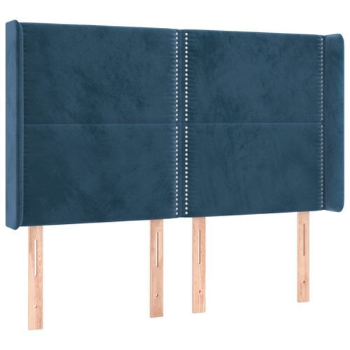 Tête de lit avec oreilles Bleu foncé 147x16x118/128 cm Velours - Photo n°2; ?>