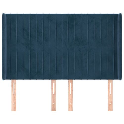 Tête de lit avec oreilles Bleu foncé 147x16x118/128 cm Velours - Photo n°3; ?>