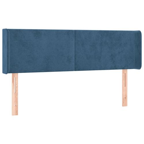 Tête de lit avec oreilles Bleu foncé 147x16x78/88 cm Velours - Photo n°2; ?>