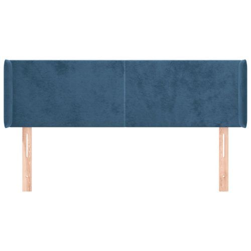 Tête de lit avec oreilles Bleu foncé 147x16x78/88 cm Velours - Photo n°3; ?>