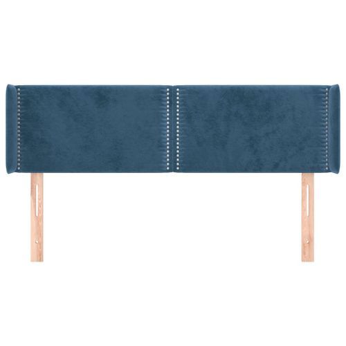 Tête de lit avec oreilles Bleu foncé 147x16x78/88 cm Velours - Photo n°3; ?>