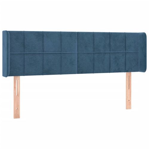 Tête de lit avec oreilles Bleu foncé 147x16x78/88 cm Velours - Photo n°2; ?>