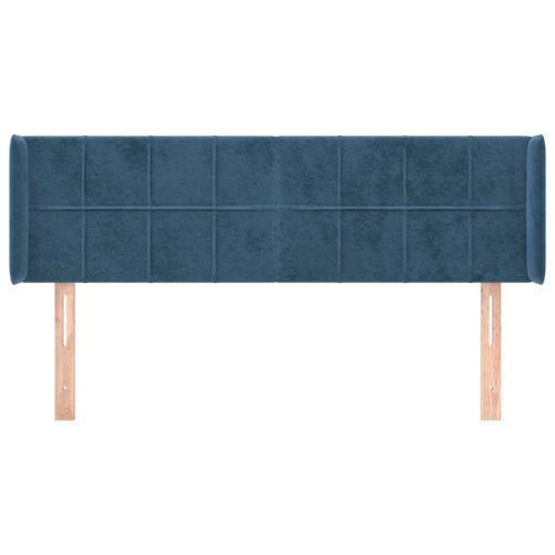 Tête de lit avec oreilles Bleu foncé 147x16x78/88 cm Velours - Photo n°3; ?>