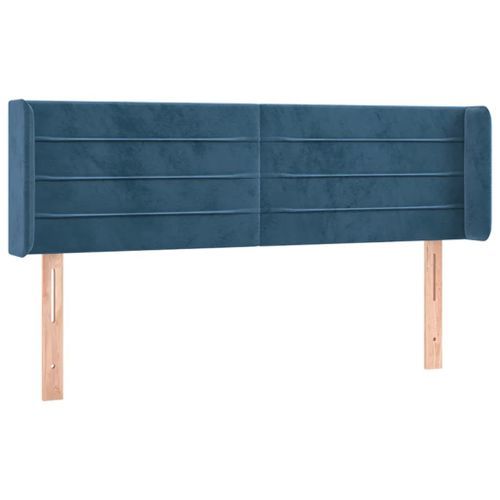 Tête de lit avec oreilles Bleu foncé 147x16x78/88 cm Velours - Photo n°2; ?>