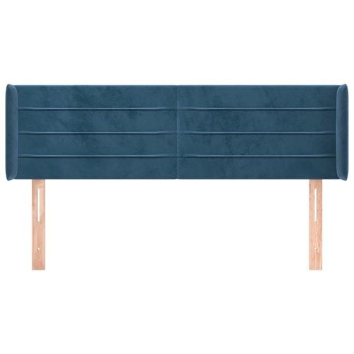 Tête de lit avec oreilles Bleu foncé 147x16x78/88 cm Velours - Photo n°3; ?>