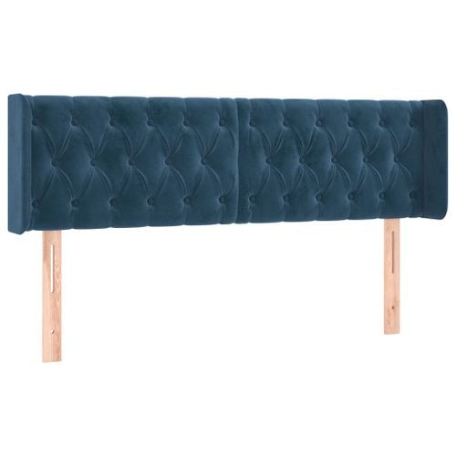 Tête de lit avec oreilles Bleu foncé 147x16x78/88 cm Velours - Photo n°2; ?>